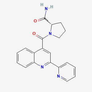 molecular formula C20H18N4O2 B11023785 1-{[2-(pyridin-2-yl)quinolin-4-yl]carbonyl}-L-prolinamide 