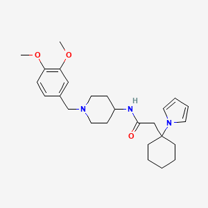 molecular formula C26H37N3O3 B11023793 N-[1-(3,4-dimethoxybenzyl)piperidin-4-yl]-2-[1-(1H-pyrrol-1-yl)cyclohexyl]acetamide 