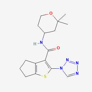 molecular formula C16H21N5O2S B11023797 N-(2,2-dimethyltetrahydro-2H-pyran-4-yl)-2-(1H-tetrazol-1-yl)-5,6-dihydro-4H-cyclopenta[b]thiophene-3-carboxamide CAS No. 1225071-46-4