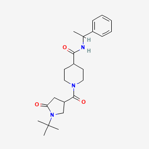 molecular formula C23H33N3O3 B11023800 1-[(1-tert-butyl-5-oxopyrrolidin-3-yl)carbonyl]-N-(1-phenylethyl)piperidine-4-carboxamide 