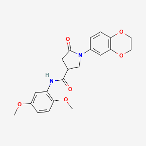 molecular formula C21H22N2O6 B11023844 1-(2,3-dihydro-1,4-benzodioxin-6-yl)-N-(2,5-dimethoxyphenyl)-5-oxopyrrolidine-3-carboxamide 