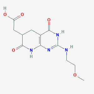 molecular formula C12H16N4O5 B11023895 2-{2-[(2-Methoxyethyl)amino]-4,7-dioxo-1,4,5,6,7,8-hexahydropyrido[2,3-D]pyrimidin-6-YL}acetic acid 