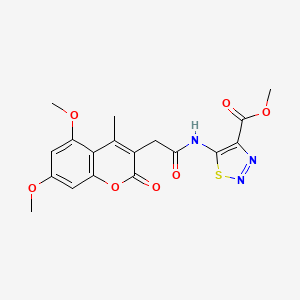 methyl 5-{[(5,7-dimethoxy-4-methyl-2-oxo-2H-chromen-3-yl)acetyl]amino}-1,2,3-thiadiazole-4-carboxylate