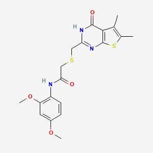 molecular formula C19H21N3O4S2 B11023947 N-(2,4-dimethoxyphenyl)-2-{[(4-hydroxy-5,6-dimethylthieno[2,3-d]pyrimidin-2-yl)methyl]sulfanyl}acetamide 