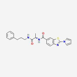 molecular formula C24H24N4O2S B11023957 N-{(2S)-1-oxo-1-[(3-phenylpropyl)amino]propan-2-yl}-2-(1H-pyrrol-1-yl)-1,3-benzothiazole-6-carboxamide 