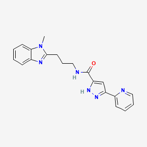 molecular formula C20H20N6O B11023979 N-[3-(1-methyl-1H-benzimidazol-2-yl)propyl]-5-(pyridin-2-yl)-1H-pyrazole-3-carboxamide 