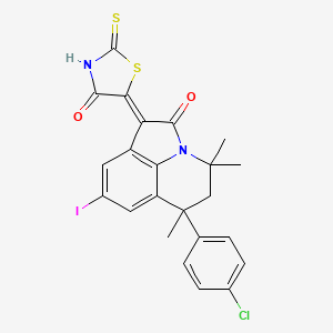 molecular formula C23H18ClIN2O2S2 B11024001 (1Z)-6-(4-chlorophenyl)-8-iodo-4,4,6-trimethyl-1-(4-oxo-2-thioxo-1,3-thiazolidin-5-ylidene)-5,6-dihydro-4H-pyrrolo[3,2,1-ij]quinolin-2(1H)-one 