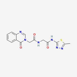 molecular formula C15H14N6O3S B11024046 N-(5-methyl-1,3,4-thiadiazol-2-yl)-N~2~-[(4-oxoquinazolin-3(4H)-yl)acetyl]glycinamide 