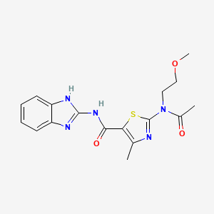 2-[acetyl(2-methoxyethyl)amino]-N-(1,3-dihydro-2H-benzimidazol-2-ylidene)-4-methyl-1,3-thiazole-5-carboxamide