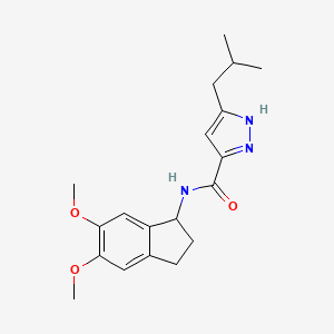 molecular formula C19H25N3O3 B11024164 N-(5,6-dimethoxy-2,3-dihydro-1H-inden-1-yl)-3-(2-methylpropyl)-1H-pyrazole-5-carboxamide 