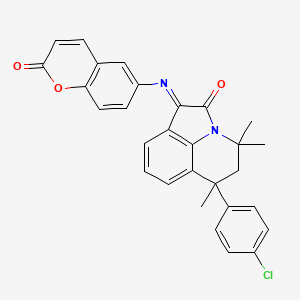 (1E)-6-(4-chlorophenyl)-4,4,6-trimethyl-1-[(2-oxo-2H-chromen-6-yl)imino]-5,6-dihydro-4H-pyrrolo[3,2,1-ij]quinolin-2(1H)-one