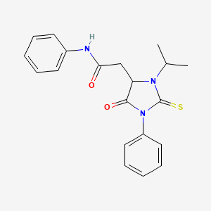 molecular formula C20H21N3O2S B11024215 2-[5-oxo-1-phenyl-3-(propan-2-yl)-2-thioxoimidazolidin-4-yl]-N-phenylacetamide 