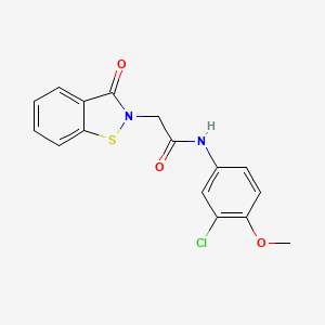 molecular formula C16H13ClN2O3S B11024271 N-(3-chloro-4-methoxyphenyl)-2-(3-oxo-1,2-benzothiazol-2(3H)-yl)acetamide 