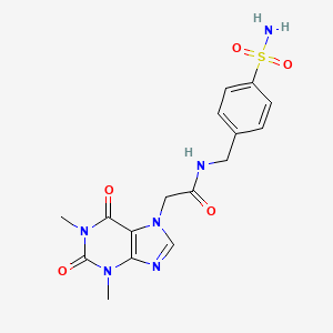 molecular formula C16H18N6O5S B11024431 2-(1,3-dimethyl-2,6-dioxopurin-7-yl)-N-[(4-sulfamoylphenyl)methyl]acetamide 