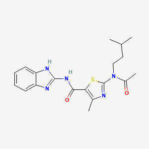 molecular formula C19H23N5O2S B11024454 2-[acetyl(3-methylbutyl)amino]-N-(1,3-dihydro-2H-benzimidazol-2-ylidene)-4-methyl-1,3-thiazole-5-carboxamide 