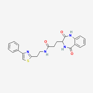 molecular formula C23H22N4O3S B11024497 3-(2,5-dioxo-2,3,4,5-tetrahydro-1H-1,4-benzodiazepin-3-yl)-N-[2-(4-phenyl-1,3-thiazol-2-yl)ethyl]propanamide 