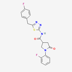 N-[(2E)-5-(4-fluorobenzyl)-1,3,4-thiadiazol-2(3H)-ylidene]-1-(2-fluorophenyl)-5-oxopyrrolidine-3-carboxamide