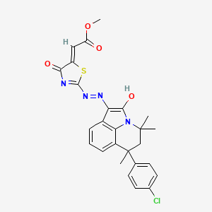 methyl (2Z)-[2-{(2E)-2-[6-(4-chlorophenyl)-4,4,6-trimethyl-2-oxo-5,6-dihydro-4H-pyrrolo[3,2,1-ij]quinolin-1(2H)-ylidene]hydrazinyl}-4-oxo-1,3-thiazol-5(4H)-ylidene]ethanoate