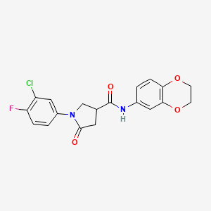 1-(3-chloro-4-fluorophenyl)-N-(2,3-dihydro-1,4-benzodioxin-6-yl)-5-oxopyrrolidine-3-carboxamide