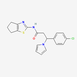 molecular formula C19H18ClN3OS B11024602 3-(4-chlorophenyl)-N-(5,6-dihydro-4H-cyclopenta[d][1,3]thiazol-2-yl)-3-(1H-pyrrol-1-yl)propanamide 