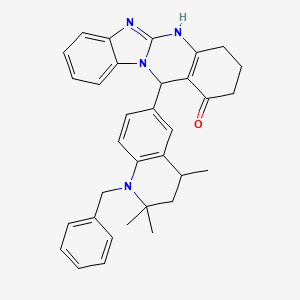 molecular formula C33H34N4O B11024640 12-(1-benzyl-2,2,4-trimethyl-1,2,3,4-tetrahydroquinolin-6-yl)-3,4,5,12-tetrahydrobenzimidazo[2,1-b]quinazolin-1(2H)-one 