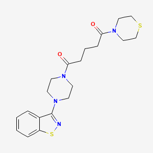 molecular formula C20H26N4O2S2 B11024699 1-[4-(1,2-Benzothiazol-3-yl)piperazin-1-yl]-5-(thiomorpholin-4-yl)pentane-1,5-dione 