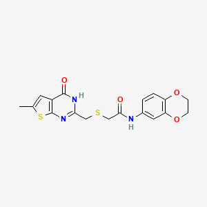 N-(2,3-dihydro-1,4-benzodioxin-6-yl)-2-{[(4-hydroxy-6-methylthieno[2,3-d]pyrimidin-2-yl)methyl]sulfanyl}acetamide