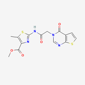 molecular formula C14H12N4O4S2 B11024911 methyl 5-methyl-2-{[(4-oxothieno[2,3-d]pyrimidin-3(4H)-yl)acetyl]amino}-1,3-thiazole-4-carboxylate 