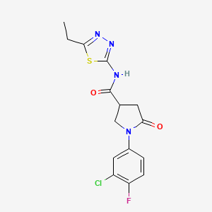 1-(3-chloro-4-fluorophenyl)-N-(5-ethyl-1,3,4-thiadiazol-2-yl)-5-oxopyrrolidine-3-carboxamide