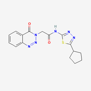 molecular formula C16H16N6O2S B11025044 N-(5-cyclopentyl-1,3,4-thiadiazol-2-yl)-2-(4-oxo-1,2,3-benzotriazin-3(4H)-yl)acetamide 