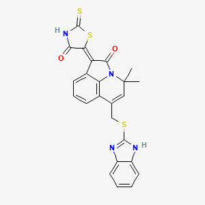 molecular formula C24H18N4O2S3 B11025060 (1Z)-6-[(1H-benzimidazol-2-ylsulfanyl)methyl]-4,4-dimethyl-1-(4-oxo-2-thioxo-1,3-thiazolidin-5-ylidene)-4H-pyrrolo[3,2,1-ij]quinolin-2(1H)-one 