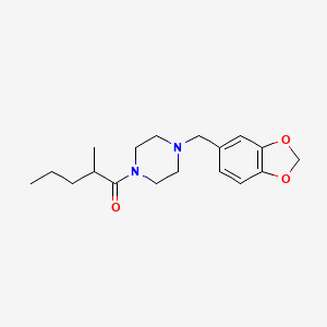 molecular formula C18H26N2O3 B11025066 1-[4-(1,3-Benzodioxol-5-ylmethyl)piperazin-1-yl]-2-methylpentan-1-one 