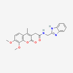 molecular formula C22H21N3O5 B11025090 N-(1H-benzimidazol-2-ylmethyl)-2-(7,8-dimethoxy-4-methyl-2-oxo-2H-chromen-3-yl)acetamide 