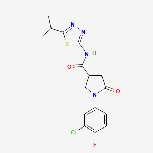 molecular formula C16H16ClFN4O2S B11025100 1-(3-chloro-4-fluorophenyl)-5-oxo-N-[(2E)-5-(propan-2-yl)-1,3,4-thiadiazol-2(3H)-ylidene]pyrrolidine-3-carboxamide 