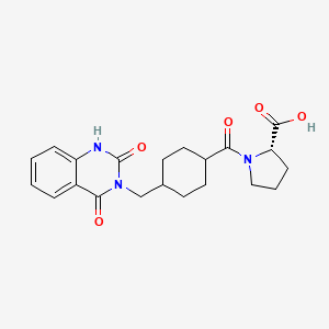 molecular formula C21H25N3O5 B11025107 1-({4-[(2-hydroxy-4-oxoquinazolin-3(4H)-yl)methyl]cyclohexyl}carbonyl)-L-proline 