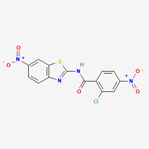 2-chloro-4-nitro-N-(6-nitro-1,3-benzothiazol-2-yl)benzamide