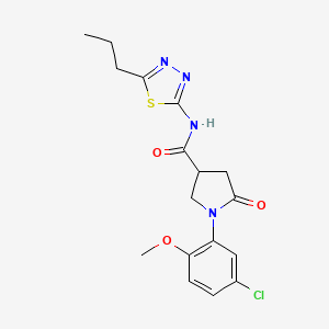 molecular formula C17H19ClN4O3S B11025227 1-(5-chloro-2-methoxyphenyl)-5-oxo-N-(5-propyl-1,3,4-thiadiazol-2-yl)pyrrolidine-3-carboxamide 