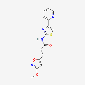 3-(3-methoxy-1,2-oxazol-5-yl)-N-[4-(pyridin-2-yl)-1,3-thiazol-2-yl]propanamide