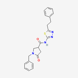 molecular formula C22H22N4O2S B11025251 1-benzyl-5-oxo-N-[(2E)-5-(2-phenylethyl)-1,3,4-thiadiazol-2(3H)-ylidene]pyrrolidine-3-carboxamide 