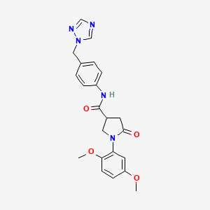 molecular formula C22H23N5O4 B11025388 1-(2,5-dimethoxyphenyl)-5-oxo-N-{4-[(1H-1,2,4-triazol-1-yl)methyl]phenyl}pyrrolidine-3-carboxamide 