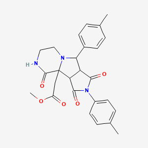 molecular formula C26H27N3O5 B11025413 methyl 2-[4,7-bis(4-methylphenyl)-3,5,12-trioxo-4,8,11-triazatricyclo[6.4.0.02,6]dodecan-1-yl]acetate 