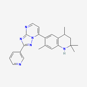 molecular formula C23H24N6 B11025474 2,2,4,7-Tetramethyl-6-[2-(pyridin-3-yl)[1,2,4]triazolo[1,5-a]pyrimidin-7-yl]-1,2,3,4-tetrahydroquinoline 