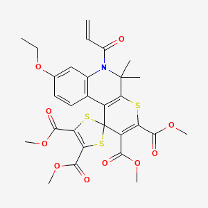 Tetramethyl 6'-acryloyl-8'-ethoxy-5',5'-dimethyl-5',6'-dihydrospiro[1,3-dithiole-2,1'-thiopyrano[2,3-c]quinoline]-2',3',4,5-tetracarboxylate