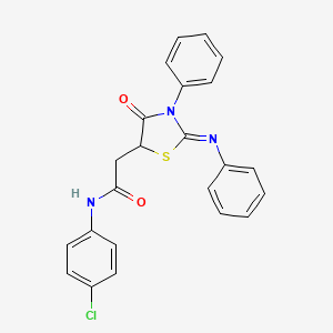 molecular formula C23H18ClN3O2S B11025500 N-(4-chlorophenyl)-2-[(2E)-4-oxo-3-phenyl-2-(phenylimino)-1,3-thiazolidin-5-yl]acetamide 