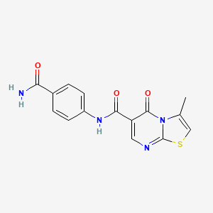 molecular formula C15H12N4O3S B11025531 N-(4-carbamoylphenyl)-3-methyl-5-oxo-5H-[1,3]thiazolo[3,2-a]pyrimidine-6-carboxamide 