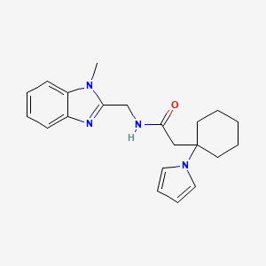 molecular formula C21H26N4O B11025553 N-[(1-methyl-1H-benzimidazol-2-yl)methyl]-2-[1-(1H-pyrrol-1-yl)cyclohexyl]acetamide 