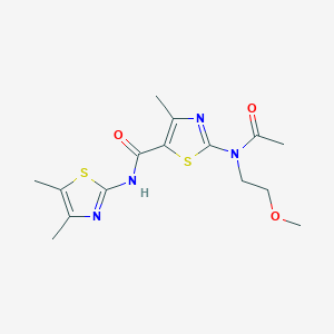 molecular formula C15H20N4O3S2 B11025604 2-[acetyl(2-methoxyethyl)amino]-N-[(2E)-4,5-dimethyl-1,3-thiazol-2(3H)-ylidene]-4-methyl-1,3-thiazole-5-carboxamide 