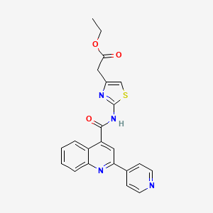 molecular formula C22H18N4O3S B11025616 Ethyl [2-({[2-(pyridin-4-yl)quinolin-4-yl]carbonyl}amino)-1,3-thiazol-4-yl]acetate 