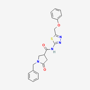 molecular formula C21H20N4O3S B11025620 1-benzyl-5-oxo-N-[(2E)-5-(phenoxymethyl)-1,3,4-thiadiazol-2(3H)-ylidene]pyrrolidine-3-carboxamide 