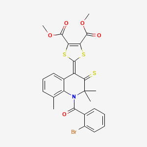 molecular formula C26H22BrNO5S3 B11025638 dimethyl 2-{1-[(2-bromophenyl)carbonyl]-2,2,8-trimethyl-3-thioxo-2,3-dihydroquinolin-4(1H)-ylidene}-1,3-dithiole-4,5-dicarboxylate 